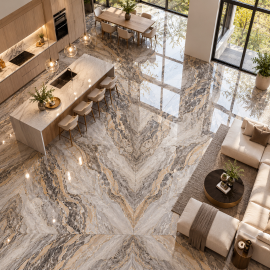 Porcelain Slab Glossy Book Match Tiles